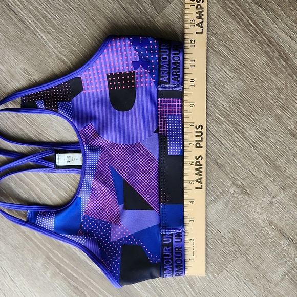 Under Armour Girls Heatgear Printed Crop Top, Purple Youth Large - Picture 4 of 4